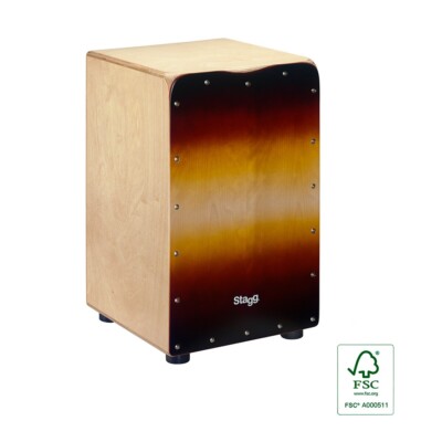 Stagg CAJ-50M SB Standard-Größe Birken-Cajon mit Frontplatten-Finish in Sunburst