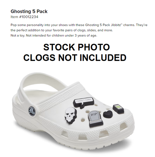 ⭐️NWT⭐️ Crocs Jibbitz Halloween RIP Tombstone Black Heart Skull Ghosting 5 Pack - Picture 3 of 3