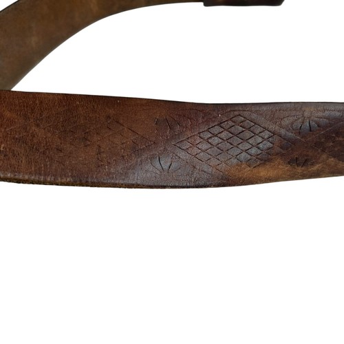 Gran Cinturón Americano Hebilla Grano Completo Cuero Talla 40 Peltre Redondo Pin Atletas - Imagen 4 de 11