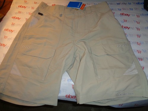 women's $60 Columbia sand 32w semi stretch waist omni wick shade shorts zip fly - Picture 1 of 5