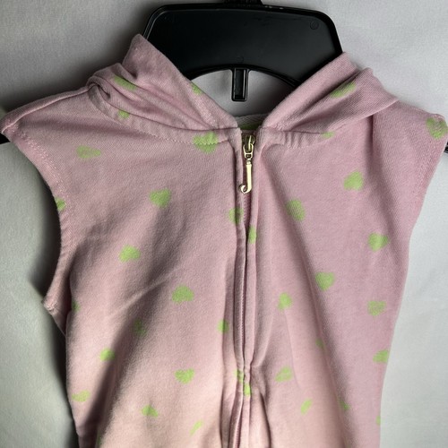 Girls 8/10 Juicy Couture Romper Zip Pink Lime Green Heart Elastic Sleeveless - Picture 2 of 18