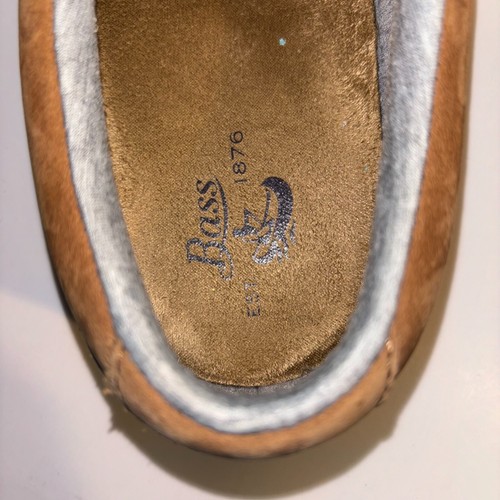 Mocassino slip on Bass Pilot uomo 12 M marrone pelle scamosciata scarpa casual suola bianca - Foto 9 di 13