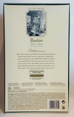 BFMC Tribute Silkstone Barbie Puppe 10 Jahre Gold Label 2010 Mattel T2155 NRFB - Bild 15 von 15