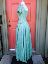 SALE SALE VTG 50s60s Green Lace Formal Gown Wedding Sz S/M Netting Slip