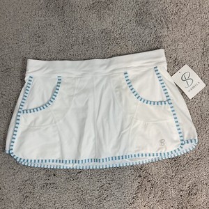 Sofibella 13" Women's Ladies Tennis Skirt Skort MEDIUM White Ruffle Trim