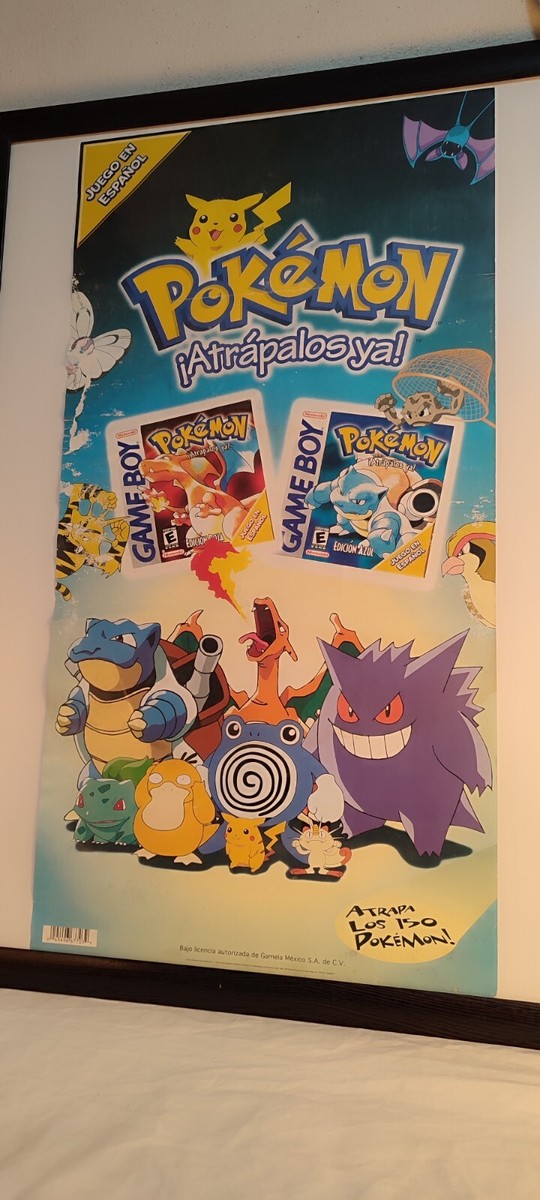 1990's Nintendo Pokemon Gameboy Red & Blue Original Poster Store