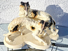Antike große Cortendorf Porzellan Figur 2 laufende Windhunde Barsoi 36 x27x 19