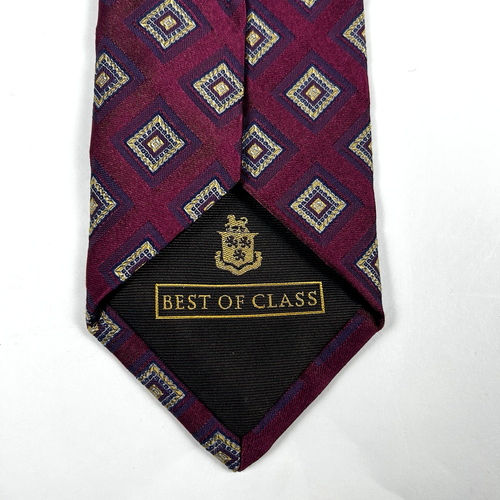 Corbata Robert Talbott Best of Class para hombre 100 % seda granate patrón geométrico - Imagen 3 de 8