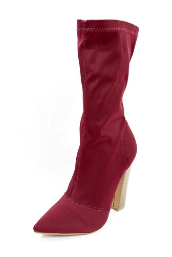 Shoe Republic spitz zulaufend Lycra Samt klobig hoher Absatz elegant dehnbar Bootie - Bild 22 von 27