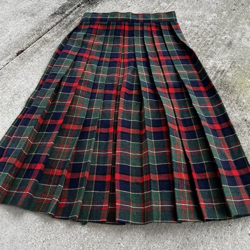 Vintage 80s Wrangler Tartan Plaid Academia Acrylic Wool Skirt ~ Size 26 Waist - Picture 2 of 7