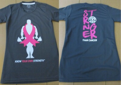 Gold's Gym Shirt Womens Adult Extra Small Gray Pink Logo Breast Cancer Ladies