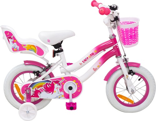 Kinderfahrrad Unicorn 12 Zoll Kinder Mädchen Fahrrad mit Stützräder pink Miweba - Bild 10 von 11