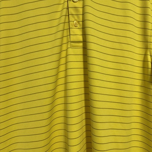 Callaway Men's Medium Golf Polo Short Sleeve Shirt Yellow Stripes - Picture 2 of 6