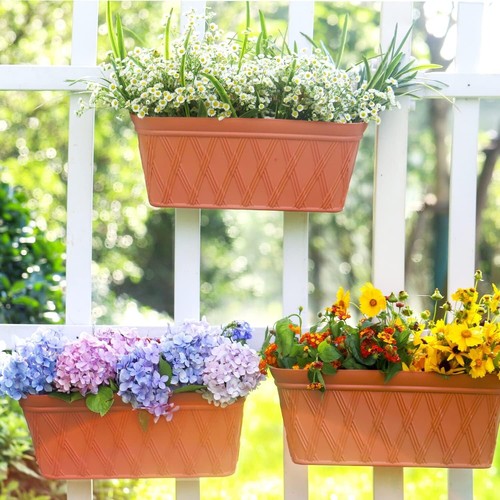 3-Pack Stylish Wall Hanging Planters for Indoor & Outdoor Use - Terracotta Color - Picture 9 of 9