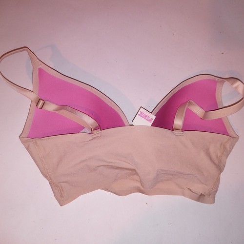 Sujetador Bralette Victoria Secret ROSA Pequeño DD Beige Logo Push Up Acolchado Inalámbrico - Imagen 5 de 5