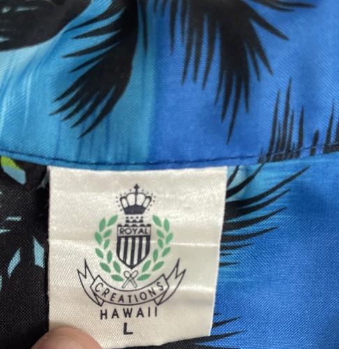 Royal Creations BOLD BLUES HAWAIIAN SHIRT Mens L Tropical Ocean Beach Hawaii - Picture 4 of 5