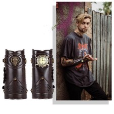 2pc Viking Bracers Genuine Leather Medieval Knight Watch Armor Wristband Costume