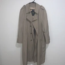 HART SCHAFFNER MARX Khaki Trench Overcoat Zip Out Lining Size 44 Long 44L