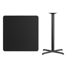 36" Square Black Laminate Table Top With Base - Bar Height Restaurant Table