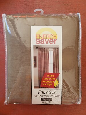 Northcrest Energy Saver Faux Silk Interlined Curtain Panel 63'' Long Olive NEW