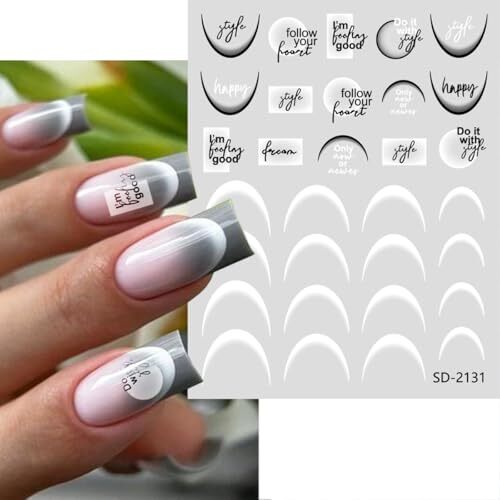6 Blatt French Tip Nagelsticker für Nail Art Buchstaben Nail Art Sticker Multi  - Bild 3 von 7