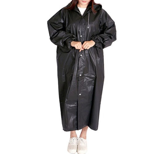 Waterproof Raincoat Jacket Mens Womens Long Hooded Rainwear EVA Rain Coat - Picture 9 of 11