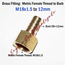 Metric Female Thread M18 M18x1.5 to Barb 12mm Hose Adapter Fitting Connector In