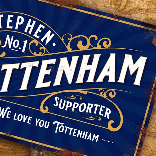 Personalisiertes Tottenham Fußballschild Metallschild Vintage Retro - 200x305 mm - Bild 4 von 6