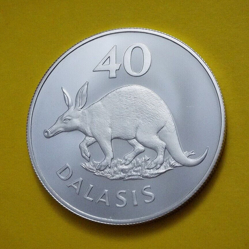 1977 GAMBIA 40 Dalasis Superb Gem Proof Silver Coin - Aardvark - Picture 6 of 12