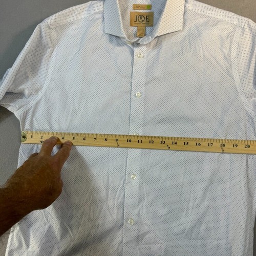 Joseph Abboud JOE Shirt Mens 16 White Blue Polka Dot Slim Fit Long Sleeve - Picture 9 of 13