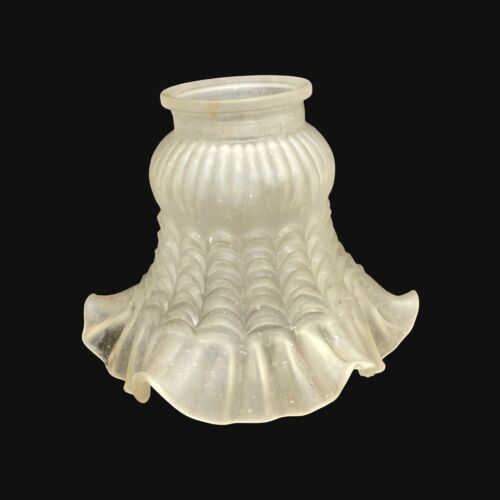 Vintage FROSTED Glass Light Shade Cover GLOBE 2 1/8” OD Fitter b - Picture 2 of 4