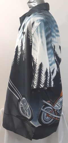 Motorrad Chopper Biker Grafik Knopfleiste Hemd Herren Größe Medium Malibu Dreams - Bild 6 von 13