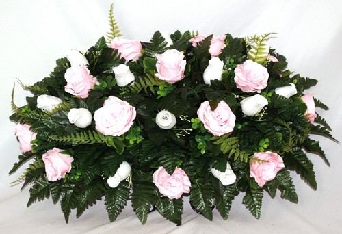 XL Cemetery Flower Arrangement-Pink-White-Cemetery Headstone Saddle - Picture 6 of 11