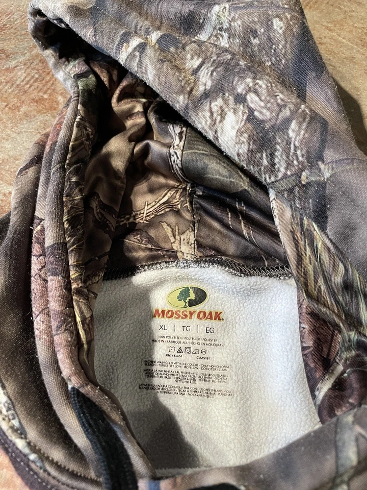 Mossy Oak Camouflage Pullover Hoodie Camo Sz XL Fleece Lined - Image 3 of 4