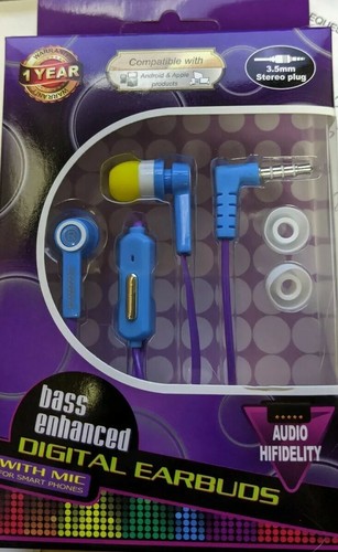 Auricolari digitali potenziati bassi bicolore cablati 4 piedi 3,5 mm stereo blu e giallo - Foto 3 di 12
