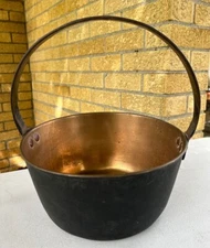 Antique Primitive Blacksmith Hand Forged Iron Solid Bronze Fireside Cooking Pail