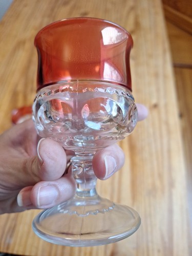 Tiffin Franciscan Kings Crown Thumb Print Ruby Red Goblet Wine Glasses Set of 2 - Picture 5 of 7