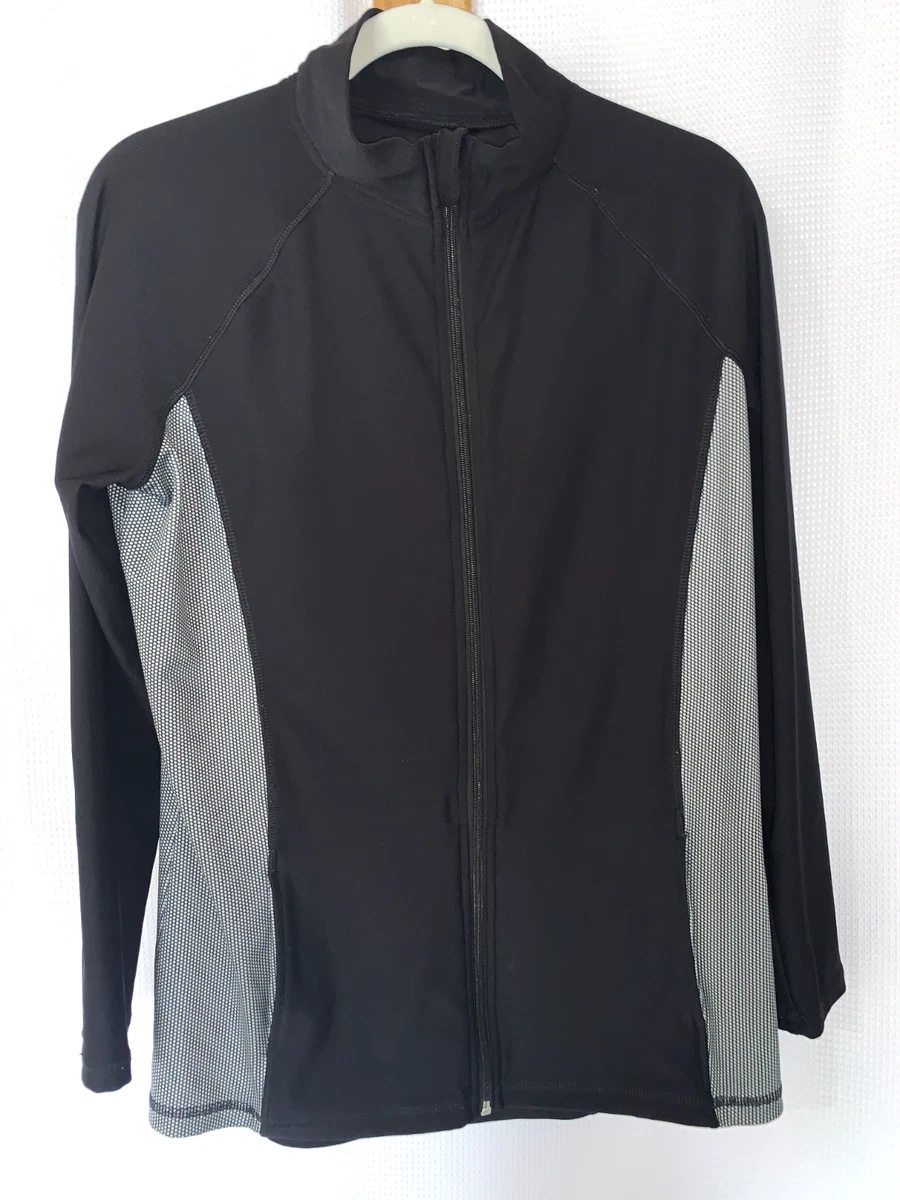 Vogo Athletica Womens Long Sleeve Athletic Jacket Black / White Size L