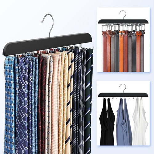 Upgraded Tie Rack Hanger With 20 Foldable Metal Hooks Space Saving Necktie Organ - Picture 7 of 7