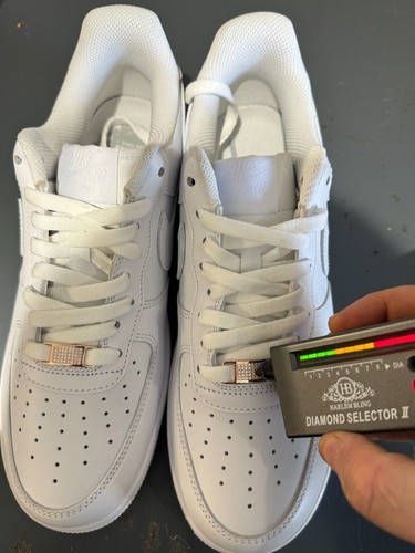 Iced Solid 14k Rose Gold Over 925 Silver Moissanite Lace Locks For Sneakers AF1 - Picture 5 of 24