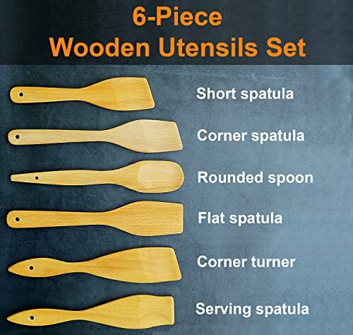 6 Wooden Spoons for Cooking – Made in Ukraine 100% Natural Healthy Nonstick - Bild 2 von 7