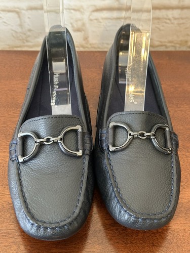 Hush Puppies Moyen Womens Sz 8.5 M Navy Blue Faux Leather Loafers Car Shoes - Picture 6 of 18