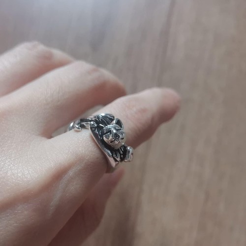 Stretching Cat Cute Ring, Silver Animal, Pet Lover Ring Adjustable Size - Picture 5 of 6