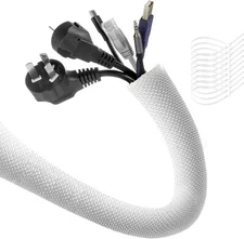 AGPTEK Cable Sleeve Cover, 10ft - 4/5 inch Dog Cat Cord 4/5" - 10ft, White 