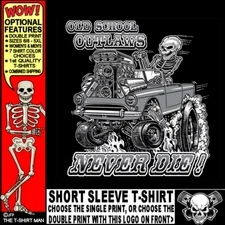 Sunbeam Tiger Hot Rod Muscle Car Gasser Drag Race Cartoony Skeleton T-shirt OM17