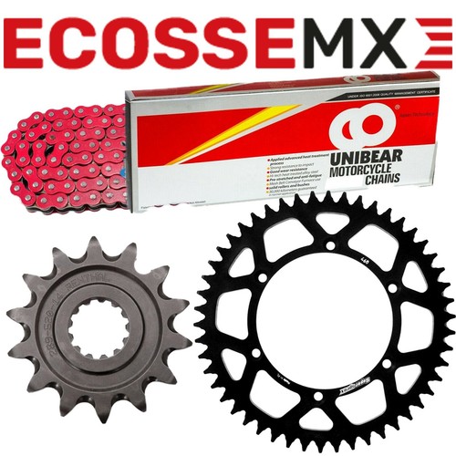 Kawasaki KX500 87-04 RED Unibear Heavy Duty Chain Supersprox Black Sprocket Kit - Picture 1 of 7