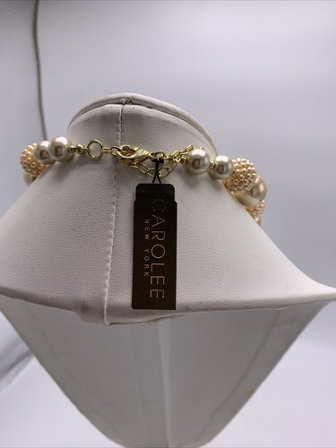 $55 Carolee Isabelle Suede Pearl Bold Beaded Wedding 18.5”Necklace JS902c - Picture 5 of 7