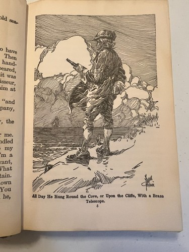 Antique 1924 Treasure Island Hardcover Book Old Gorgeous Illustrations - Picture 8 of 11