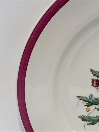 Spode Copeland Christmas Tree DINNER PLATE 10.5" Crimson Red Band Pre 1960’s - Picture 4 of 11