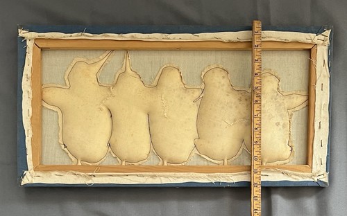 Rare Vintage 1970s Marushka Framed 3D Penguins Screen Print Wall Art • 24”x12” - Picture 5 of 6